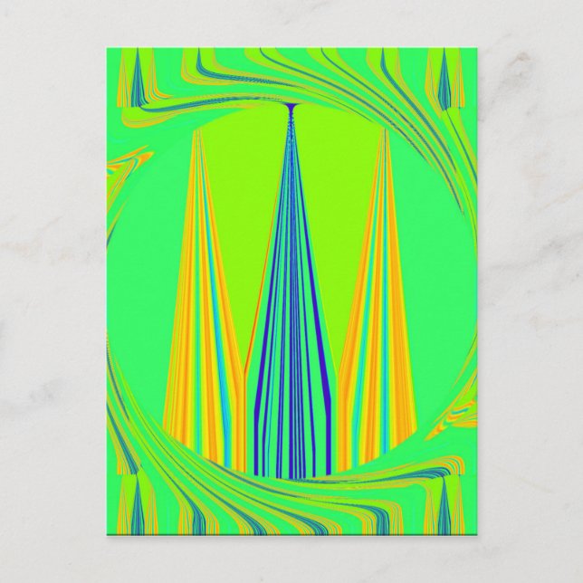 Bright Edgy Geometrical Neon  Pattern Art Design Postcard (Front)