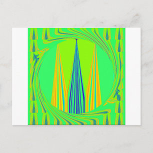 Bright Edgy Geometrical Neon  Pattern Art Design Postcard