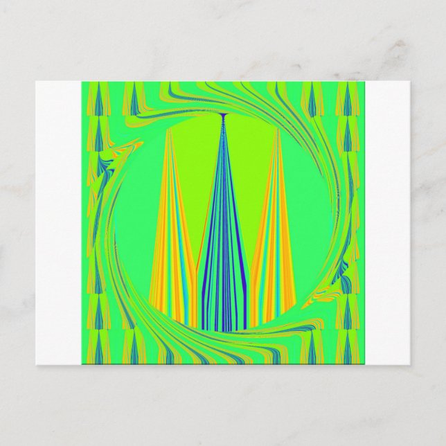 Bright Edgy Geometrical Neon  Pattern Art Design Postcard (Front)