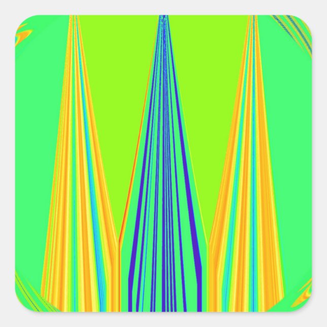Bright Edgy Geometrical Neon  Pattern Art Design Square Sticker (Front)