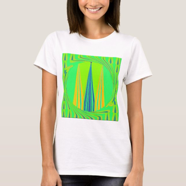 Bright Edgy Geometrical Neon  Pattern Art Design T-Shirt (Front)