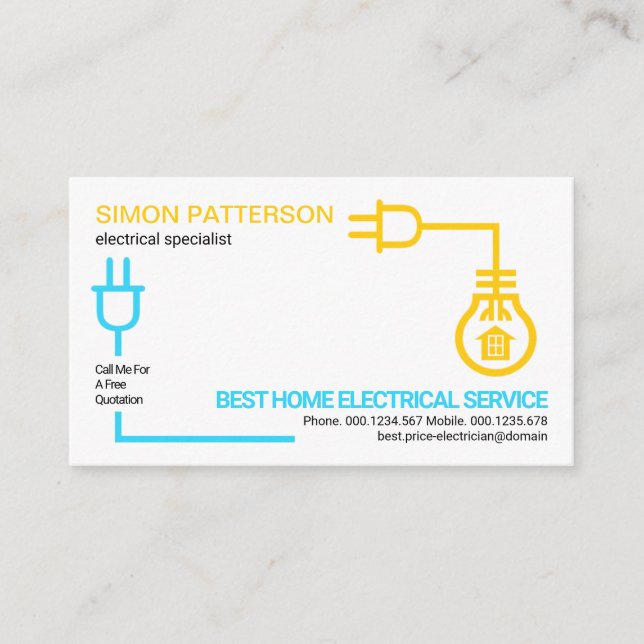 Bright Electric Circuit Wiring Electrical Service Business Card (Front)