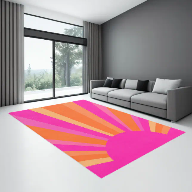 Bright, Elegant and Contemporary Sunburst Colorful Rug | Zazzle