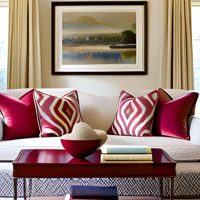 Bright Elegant Red and White Star Throw Pillow (Creator Uploaded)