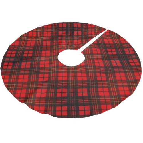 Bright Elegant Red Christmas tartan pattern Brushe Brushed Polyester Tree Skirt