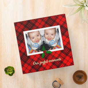 Bright Elegant Red Christmas tartan photo Album 3  Ring Binder
