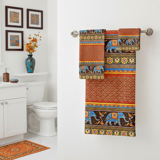 Bright elephants bath towel set (Creator Uploaded)