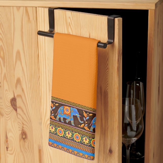 Bright elephants kitchen towel (Thirds Fold)