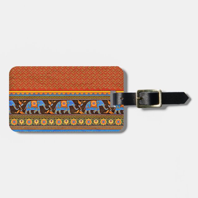 Bright elephants luggage tag (Front Horizontal)