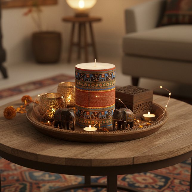 Bright elephants pillar candle (Creator Uploaded)