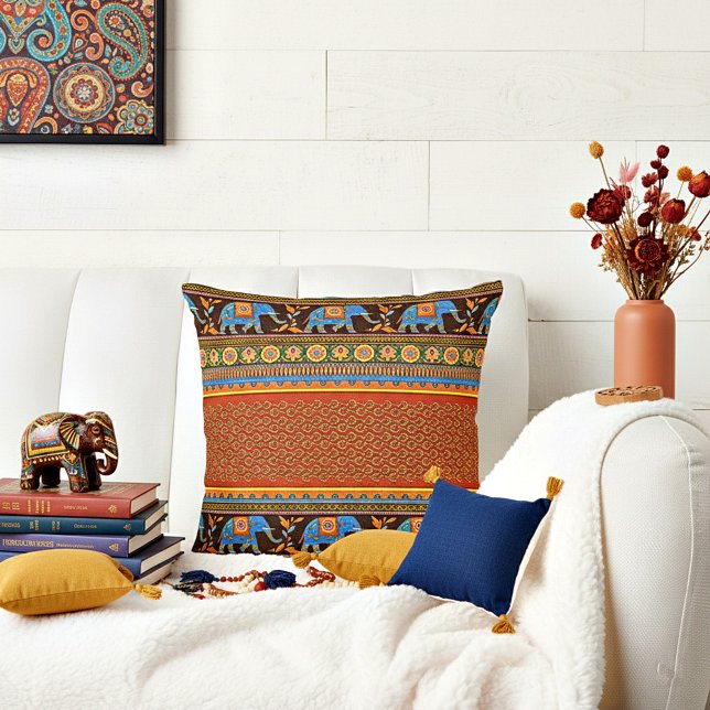 Bright elephants throw pillow (Creator Uploaded)