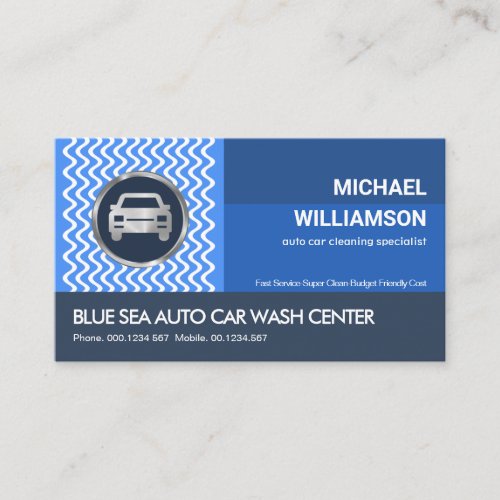 Bright Energetic Blues Water Fall Car Wash Business Card