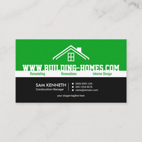 Bright Energetic Oversize Business Name Contractor Business Card