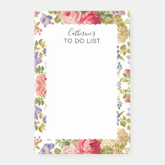 Bright English Garden Floral To Do List Post-it Notes