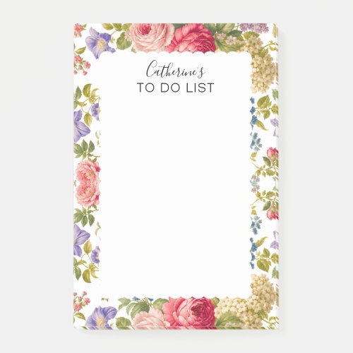 Bright English Garden Floral To Do List Post-it Notes