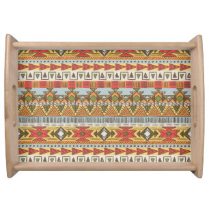 Bright ethnic seamless pattern, colorful. serving tray