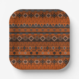 Bright ethnic striped pattern. paper plates