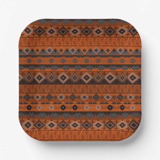 Bright ethnic striped pattern. paper plates (Front)