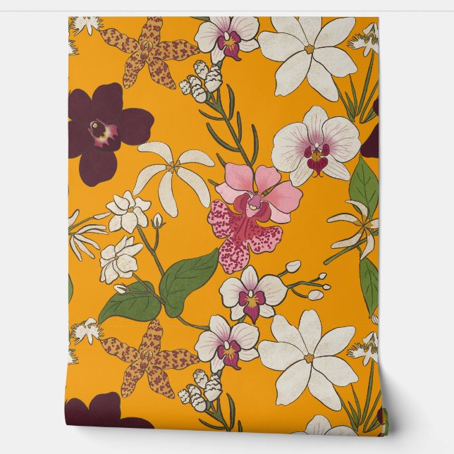 Bright Exotic Wild Orchids Wallpaper (Unrolling)