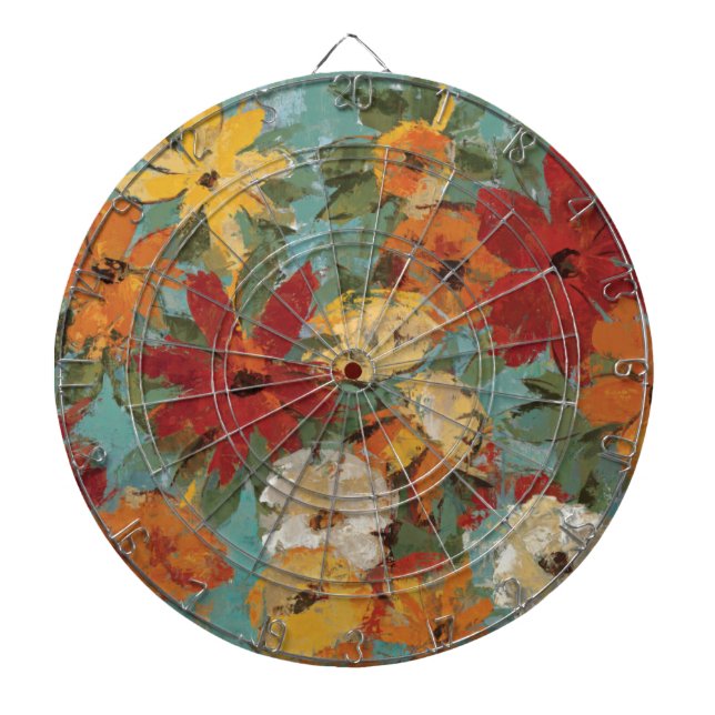 Bright Expressive Garden Dartboard With Darts (Front)