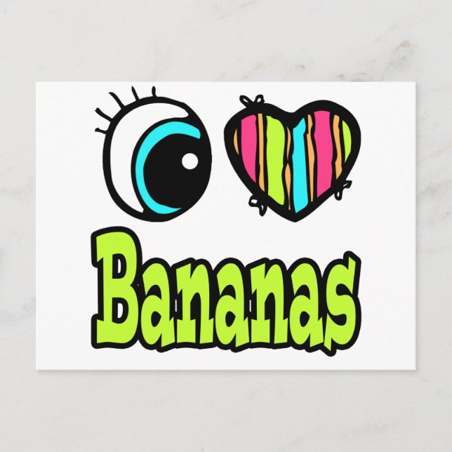 Bright Eye Heart I Love Bananas Postcard (Front)