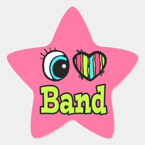Bright Eye Heart I Love Band Star Sticker