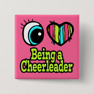 Bright Eye Heart I Love Being a Cheerleader Pinback Button
