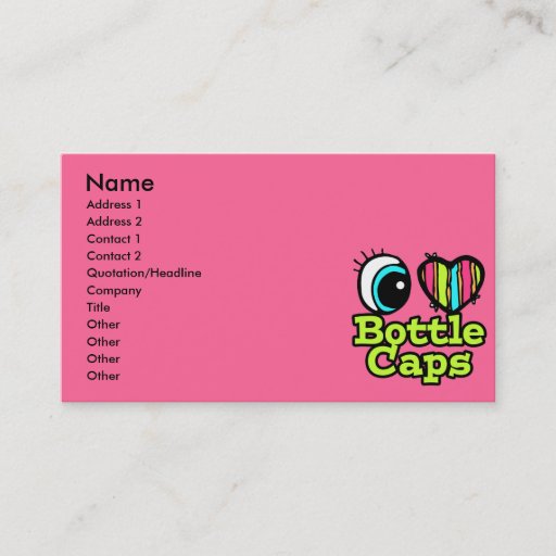 Customizable Bright Eye Heart I Love Bottle Caps Business Cards