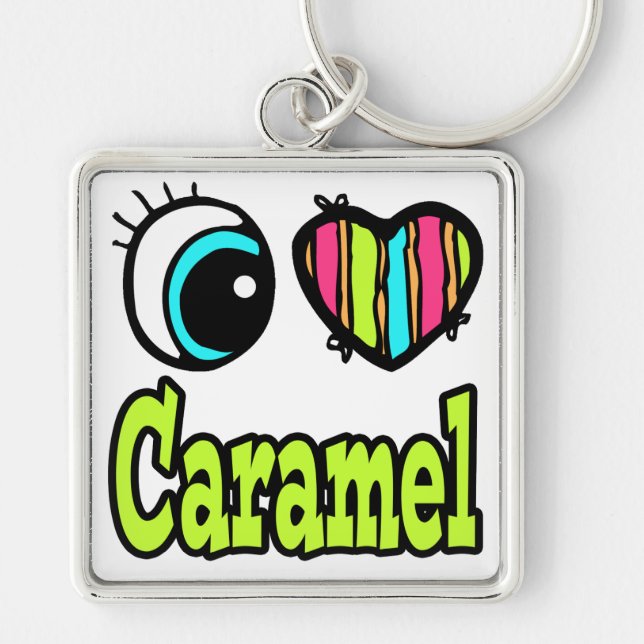Bright Eye Heart I Love Caramel Keychain (Front)