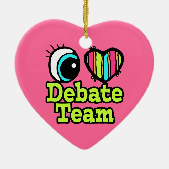 Bright Eye Heart I Love Debate Team Ceramic Ornament (Front)