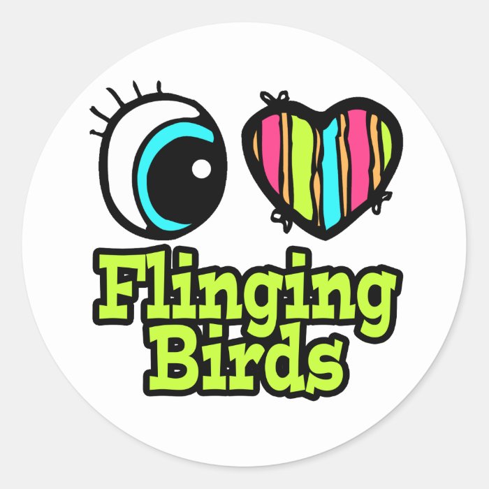 Bright Eye Heart I Love Flinging Birds Sticker