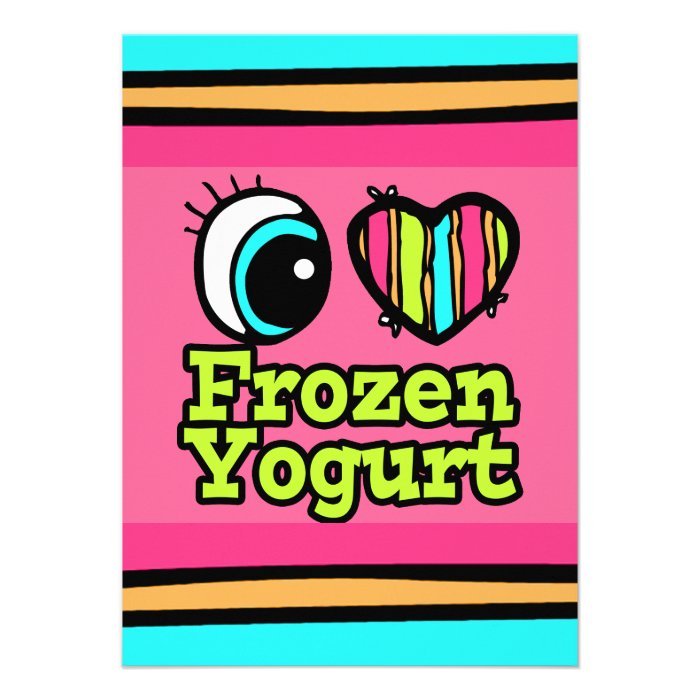 Bright Eye Heart I Love Frozen Yogurt Personalized Invitation