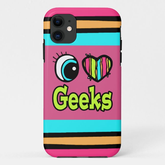 Bright Eye Heart I Love Geeks Case-Mate iPhone Case (Back)