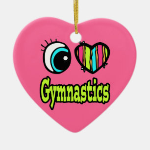 Bright Eye Heart I Love Gymnastics Ceramic Ornament