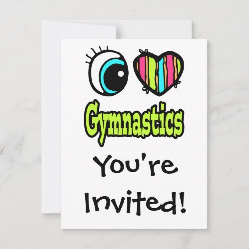 Bright Eye Heart I Love Gymnastics Invitations