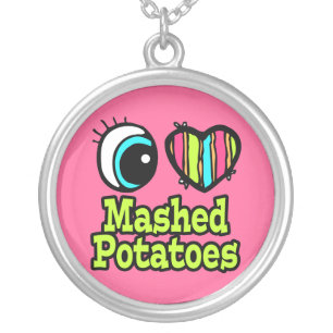 Bright Eye Heart I Love Mashed Potatoes Silver Plated Necklace