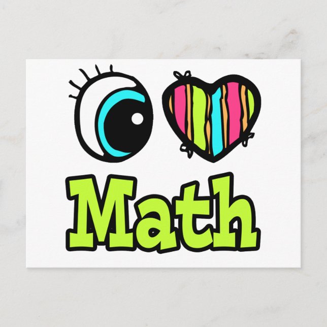 Bright Eye Heart I Love Math Postcard (Front)