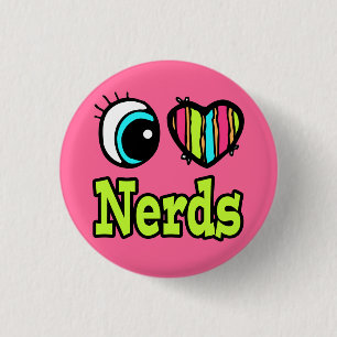 Bright Eye Heart I Love Nerds Button
