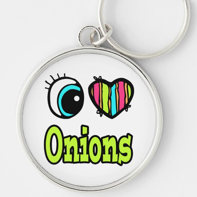 Bright Eye Heart I Love Onions Keychain (Front)