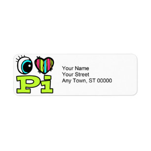 Bright Eye Heart I Love Pi Label