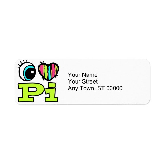 Bright Eye Heart I Love Pi Label (Front)