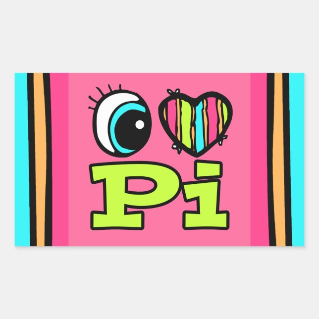 Bright Eye Heart I Love Pi Rectangular Sticker (Front)