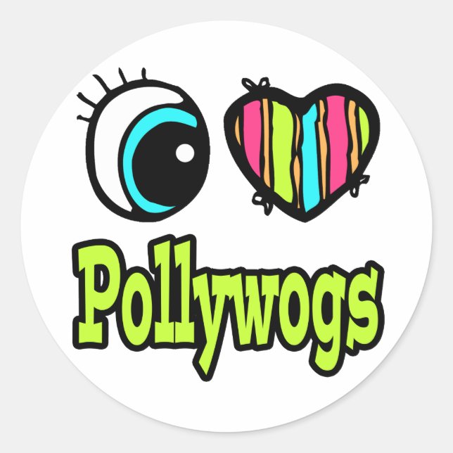 Bright Eye Heart I Love Pollywogs Classic Round Sticker (Front)