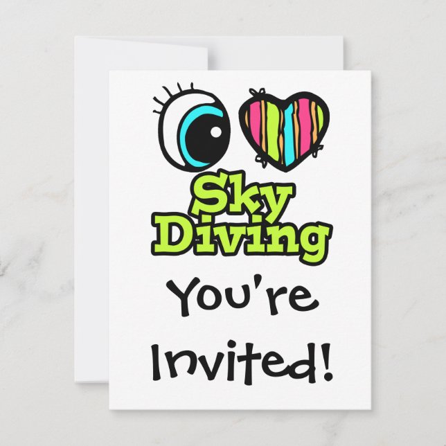 Bright Eye Heart I Love Skydiving Invitation (Front)