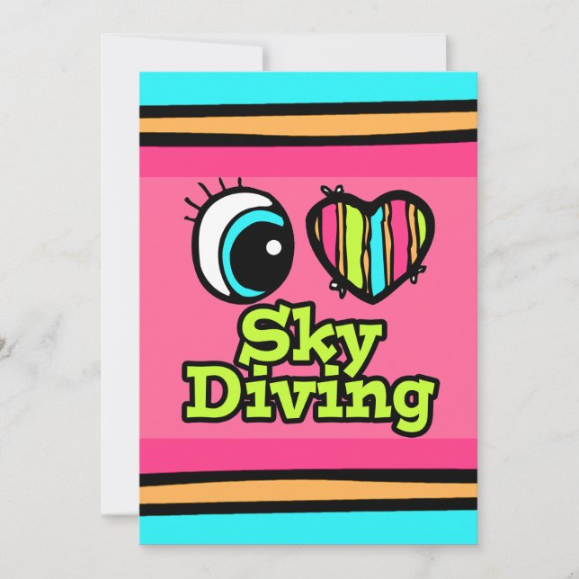 Bright Eye Heart I Love Skydiving Invitation (Front)