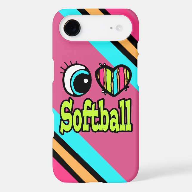 Bright Eye Heart I Love Softball Case-Mate iPhone Case (Back)