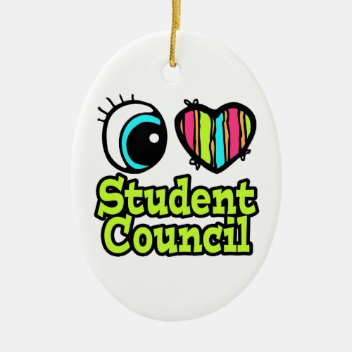 Bright Eye Heart I Love Student Council Ceramic Ornament