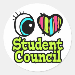 Bright Eye Heart I Love Student Council Classic Round Sticker