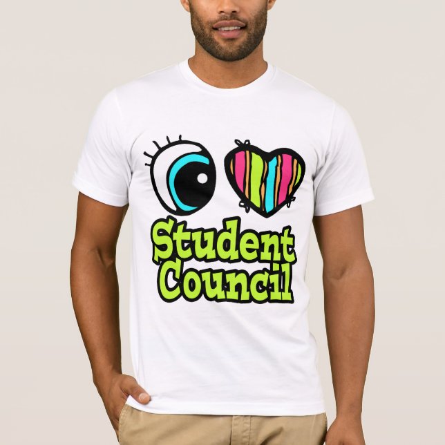 Bright Eye Heart I Love Student Council T-Shirt (Front)