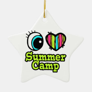 Bright Eye Heart I Love Summer Camp Ceramic Ornament